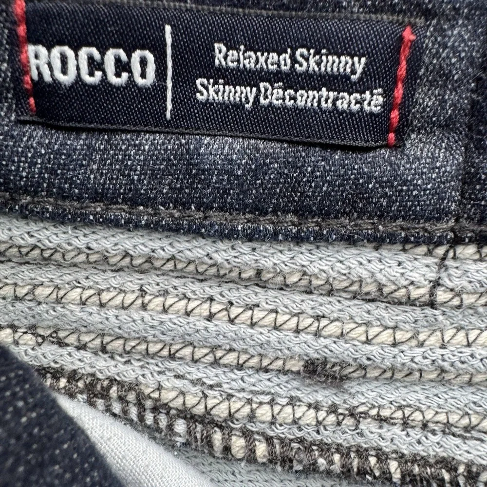 True Religion Jeans Blue Rocco Moto Relaxed Skinny Run Stitch Knee Stretch Sz 32
